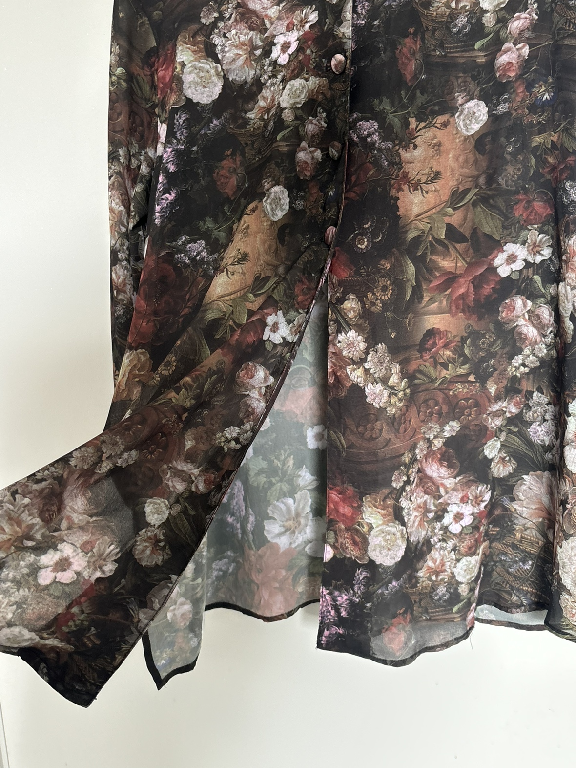 Floral Button-Up Long Sleeve Sheer Thin Shirt - photo 2