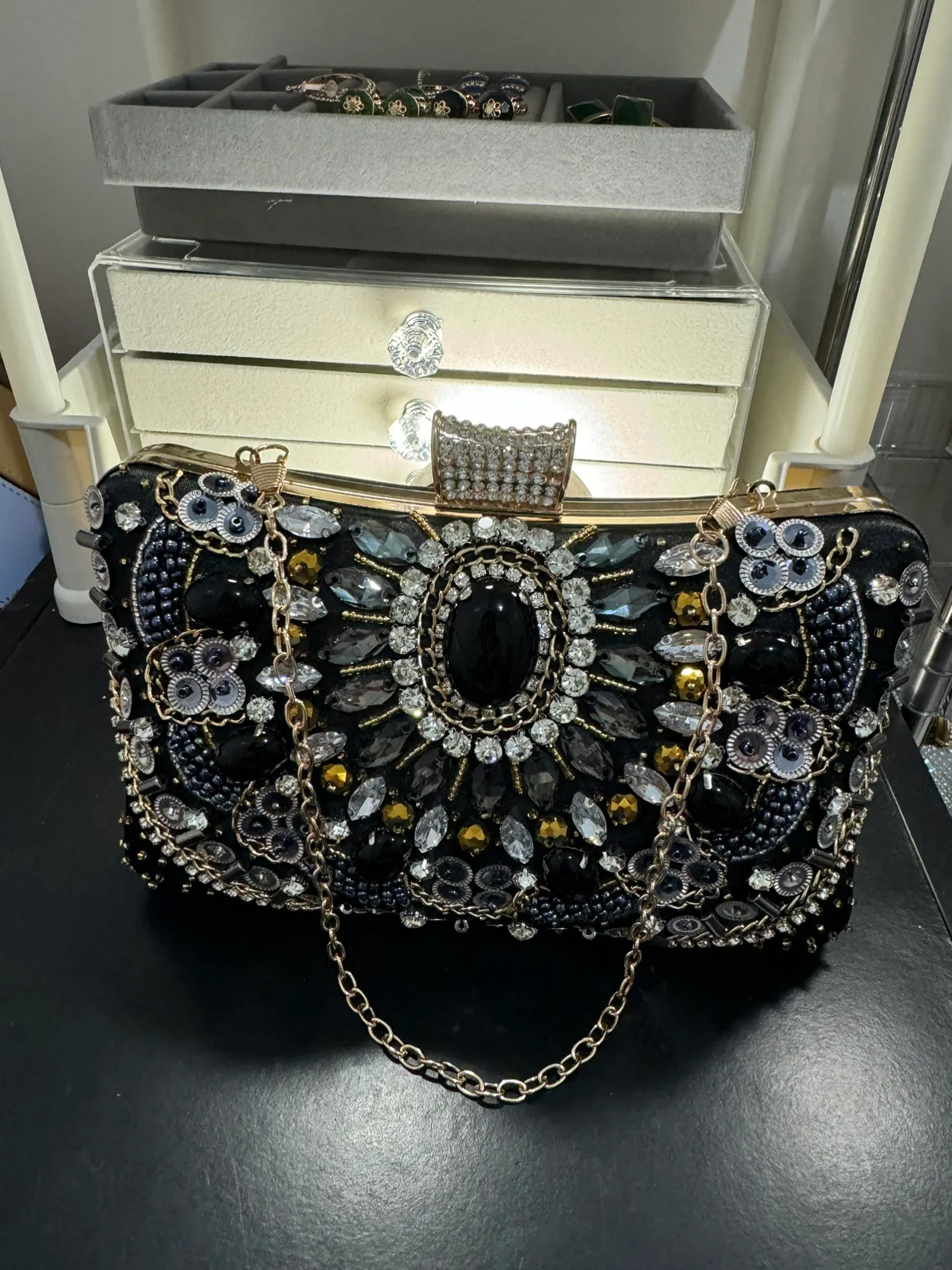 Pearl and Rhinestone Clutch image indicator(5)