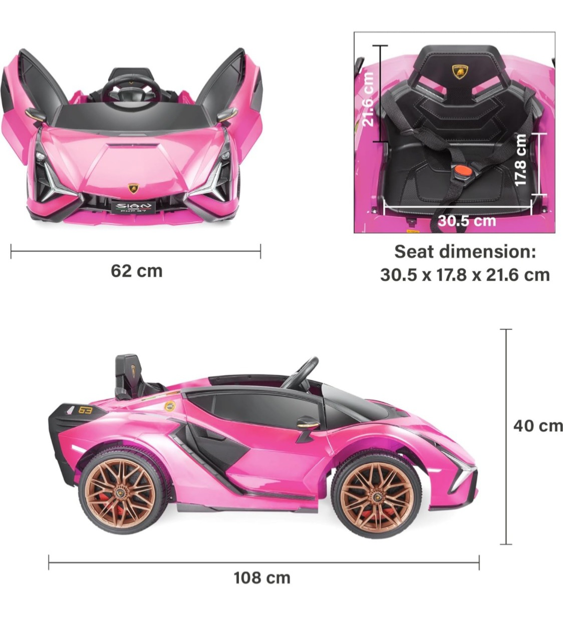 Pink Lamborghini Sian Ride-On Car - photo 2