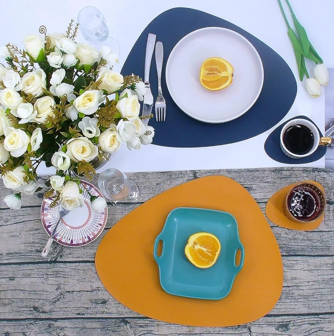 Dual Sided Faux Leather Placemats and Coasters set of 4 image indicator(6)