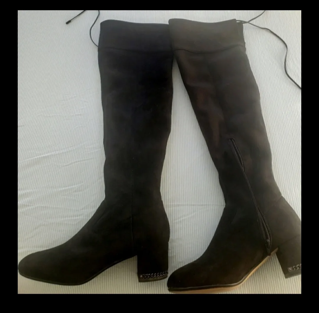 Michael Kors Faux Suede Black Over the Knee Boots thumbnail