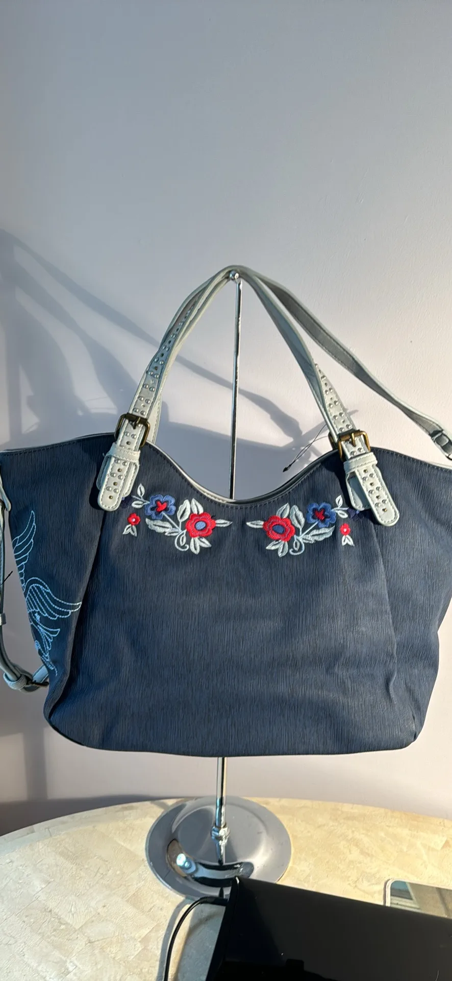 Brand new Desigual blue and White  Embroidered  Handbag image indicator(2)
