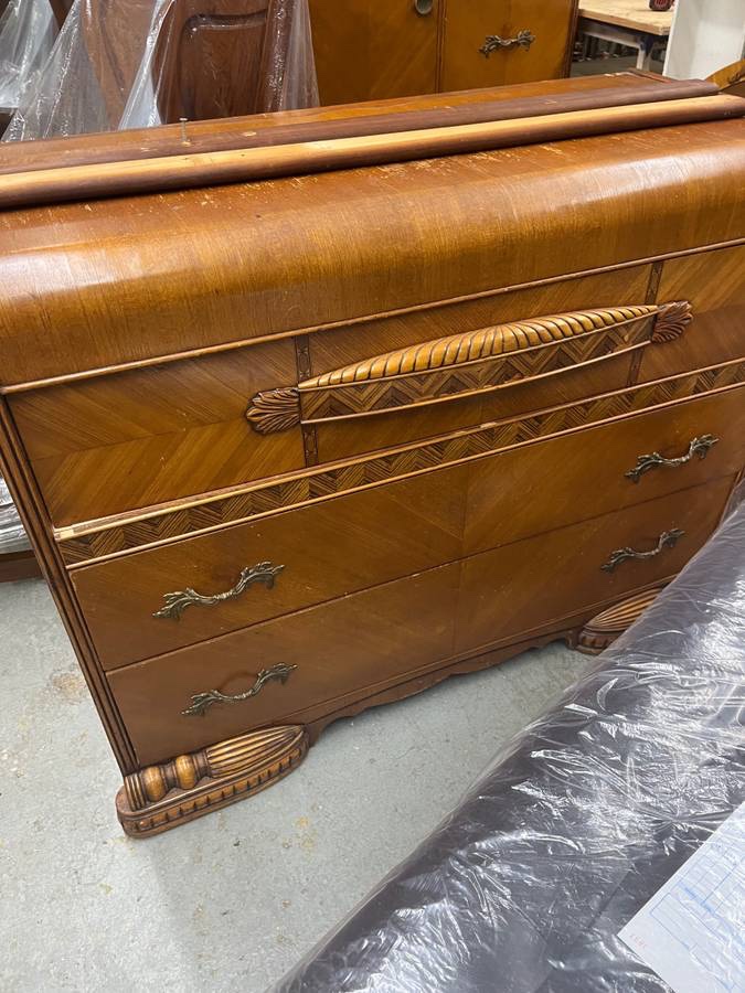 Art Deco 1930's 1940's 3 Piece Mirrored Mahogany Bedroom Set - photo 3