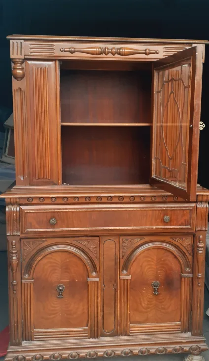 Antique Wooden cabinet with glass thumbnail