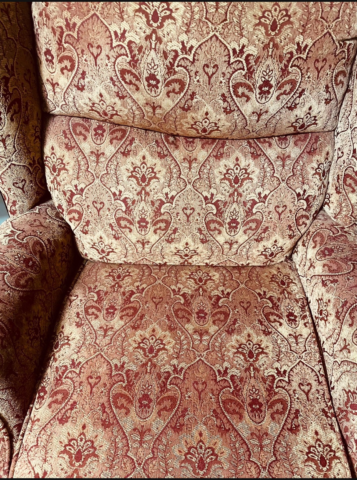 Red and Gold Upholstered Wingback Chair - photo 2