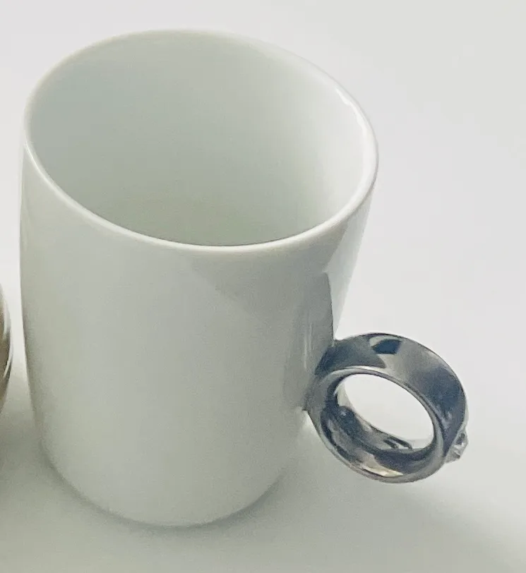 White Mug with Silver Ring Handle image indicator(2)