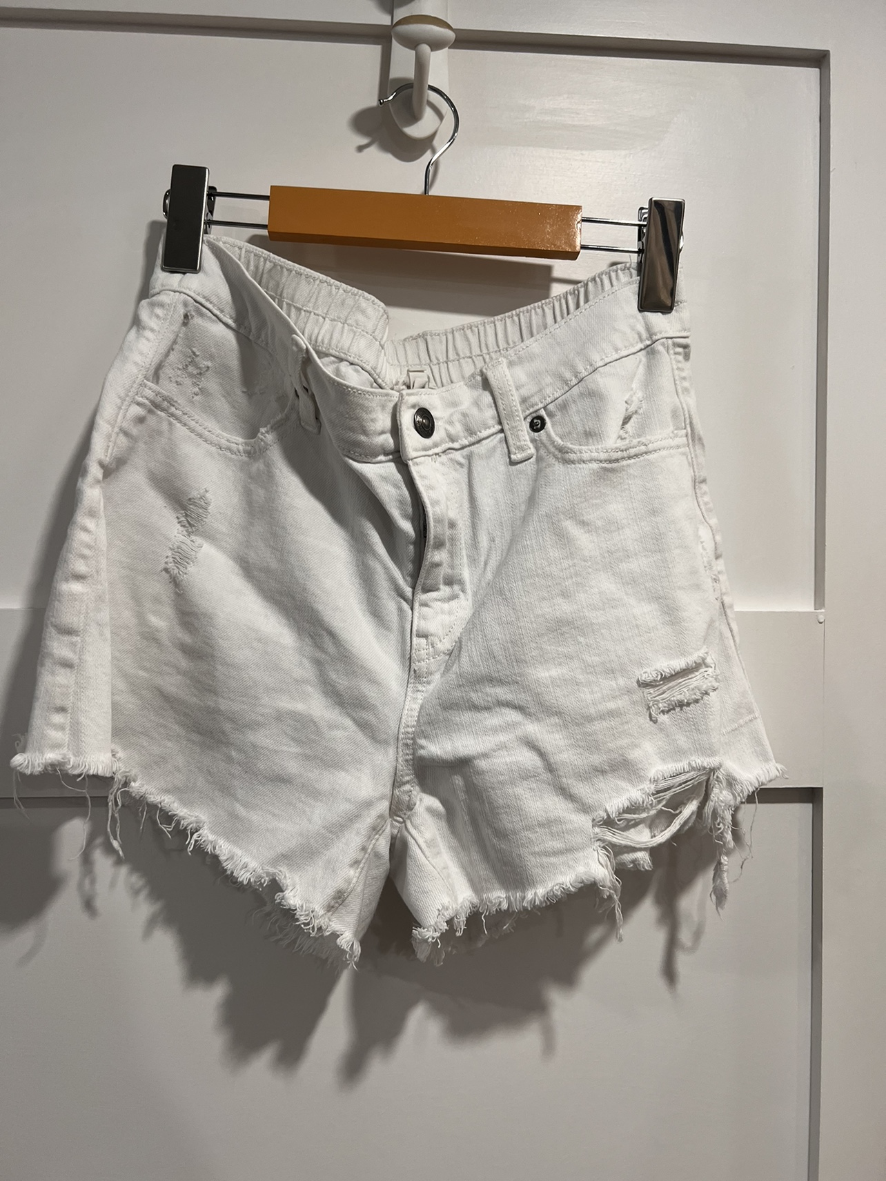 Aerie White Denim Shorts