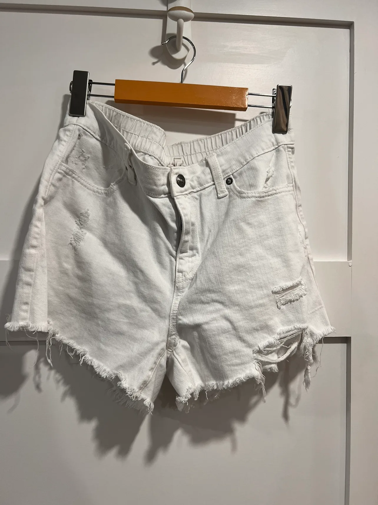 Aerie White Denim Shorts thumbnail