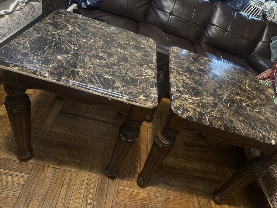 Marble Top End Tables (Set of 2)