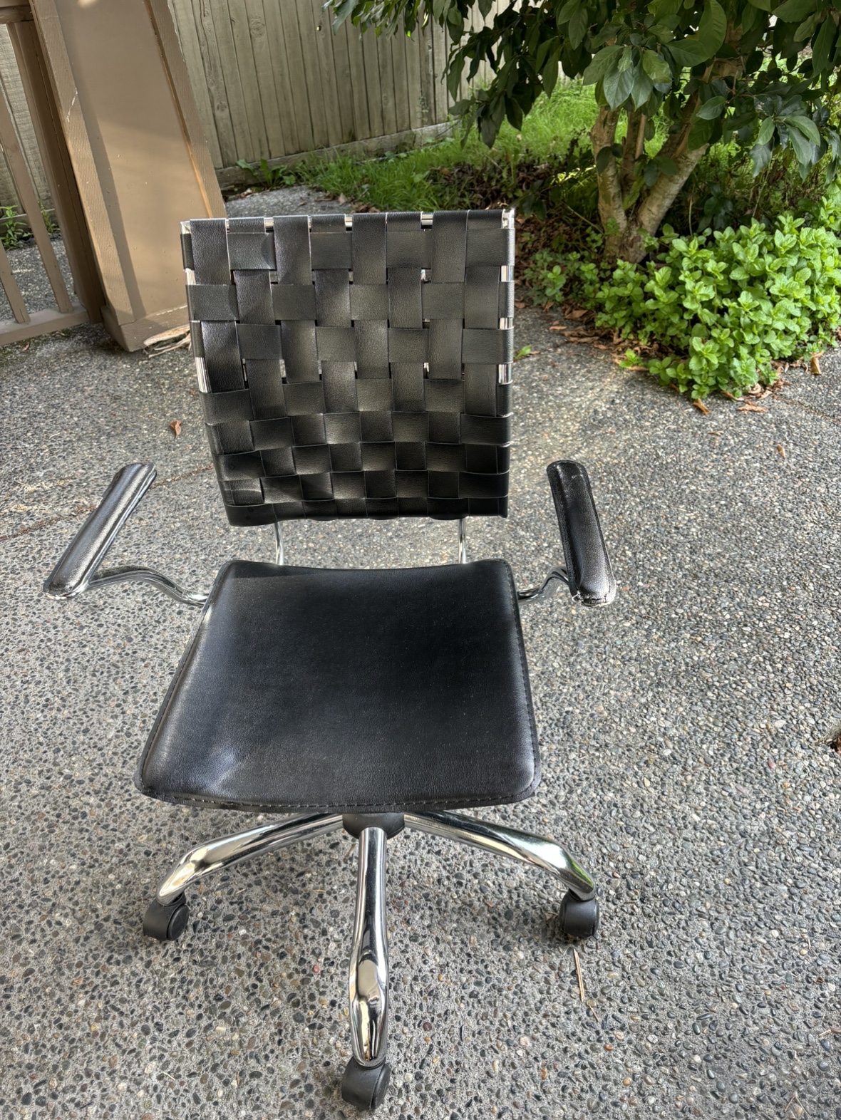Black Office Chair with Woven Back