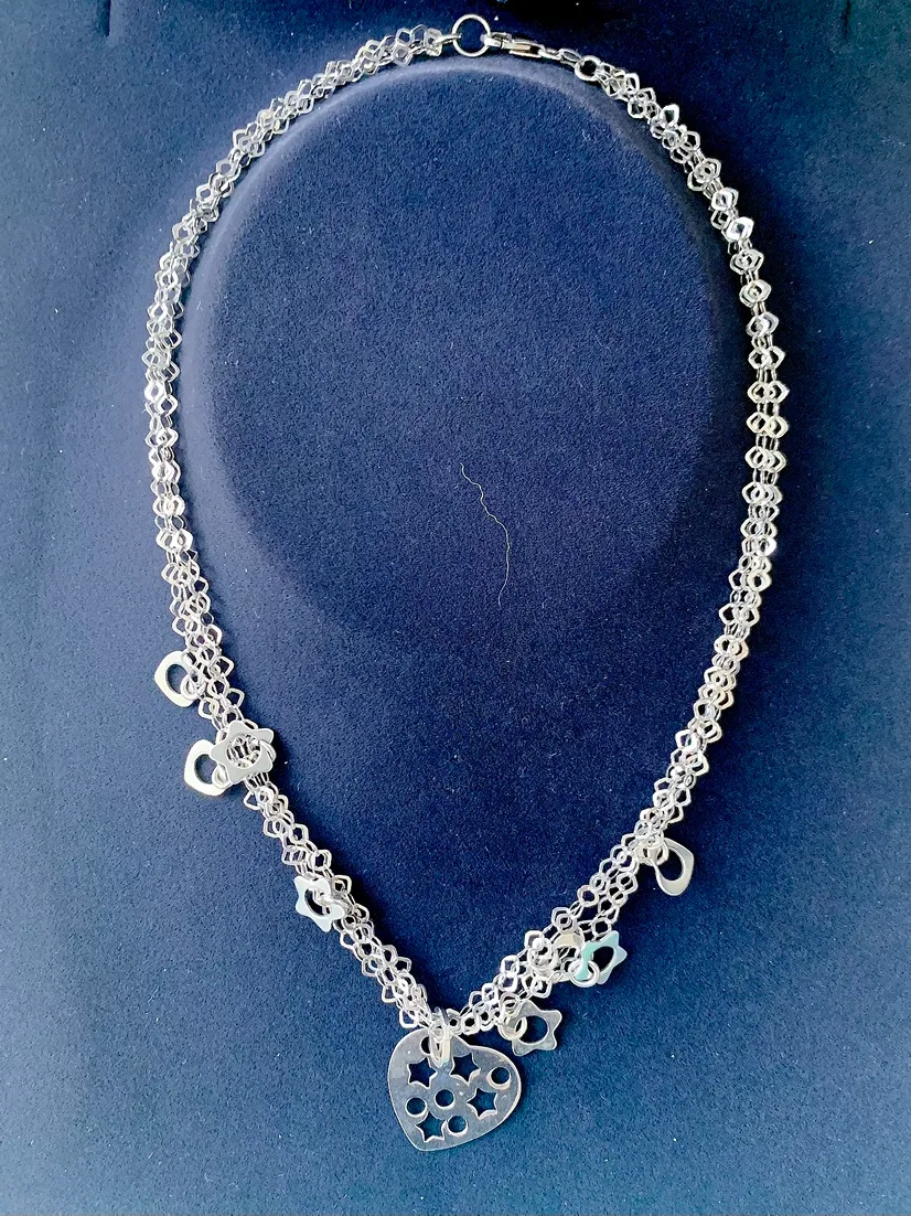 4-strand Sterling silver necklace with 9 charms image indicator(3)