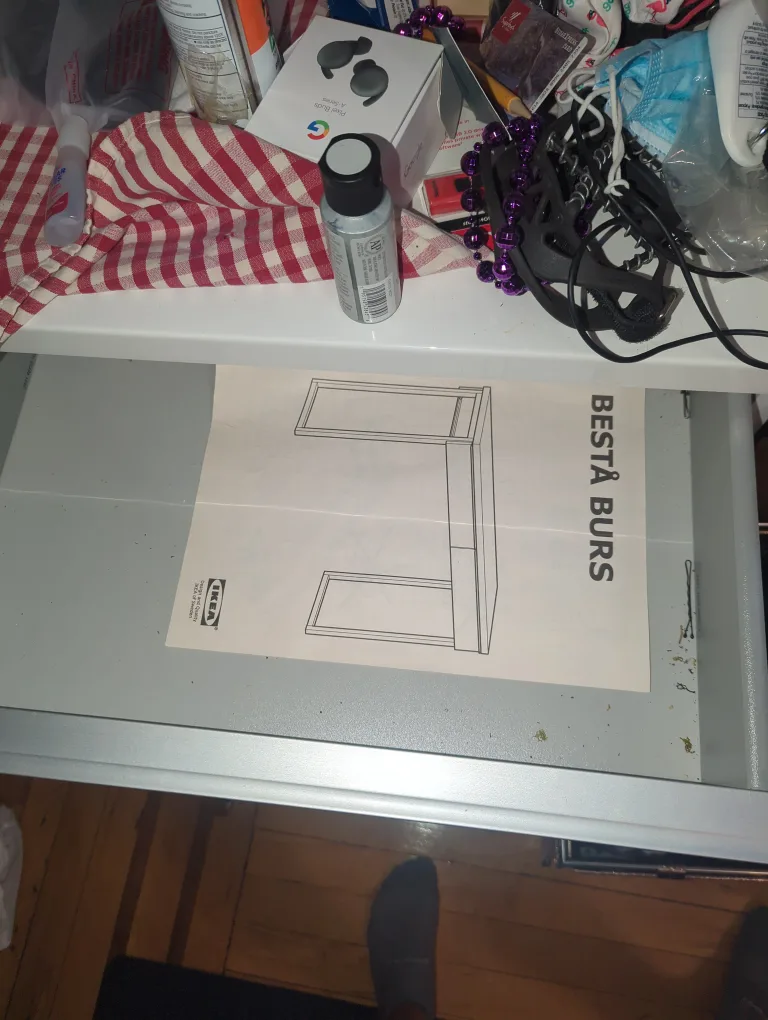 🧡White Desk with Two Drawers IKEA image indicator(2)