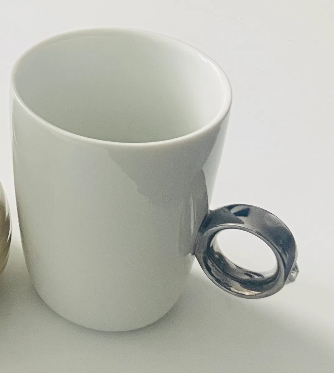 White Mug with Silver Ring Handle image indicator(3)