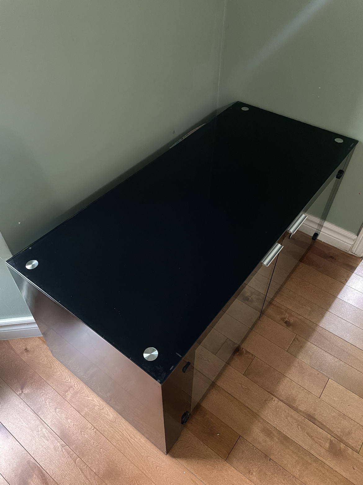 Black TV Stand with Glass Doors
