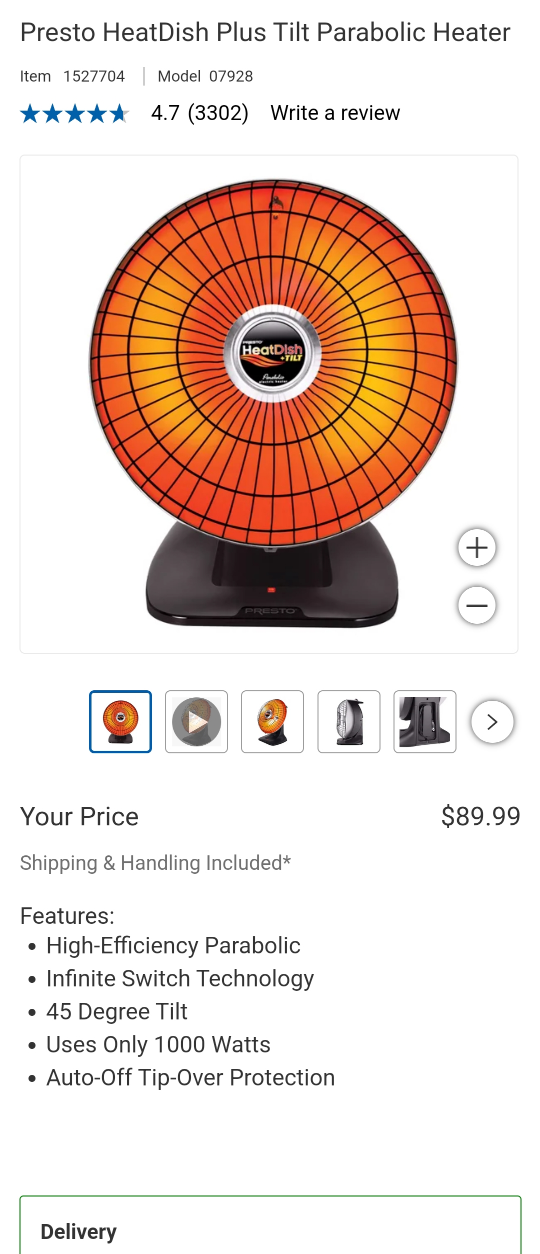Presto HeatDish Plus Tilt Parabolic Heater - photo 3