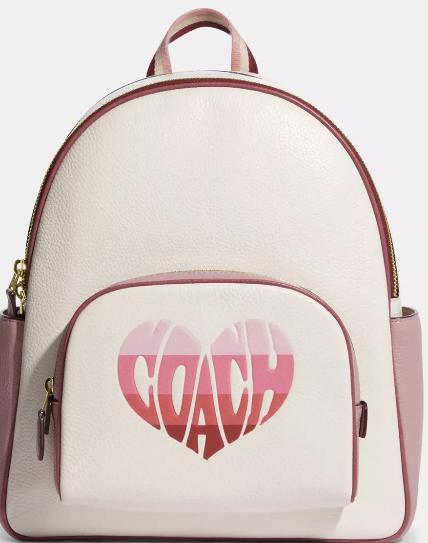 Coach Backpack with Stripe Heart Motif
