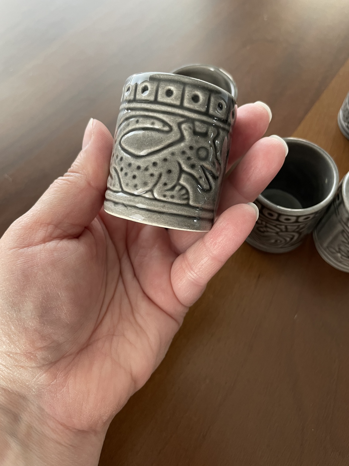 6 Grey Ceramic Shot Glasses - photo 2