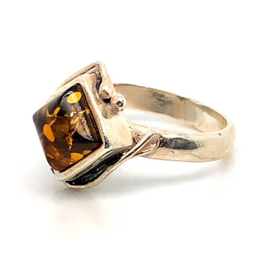 Sterling silver Genuine Amber Ring image indicator(3)