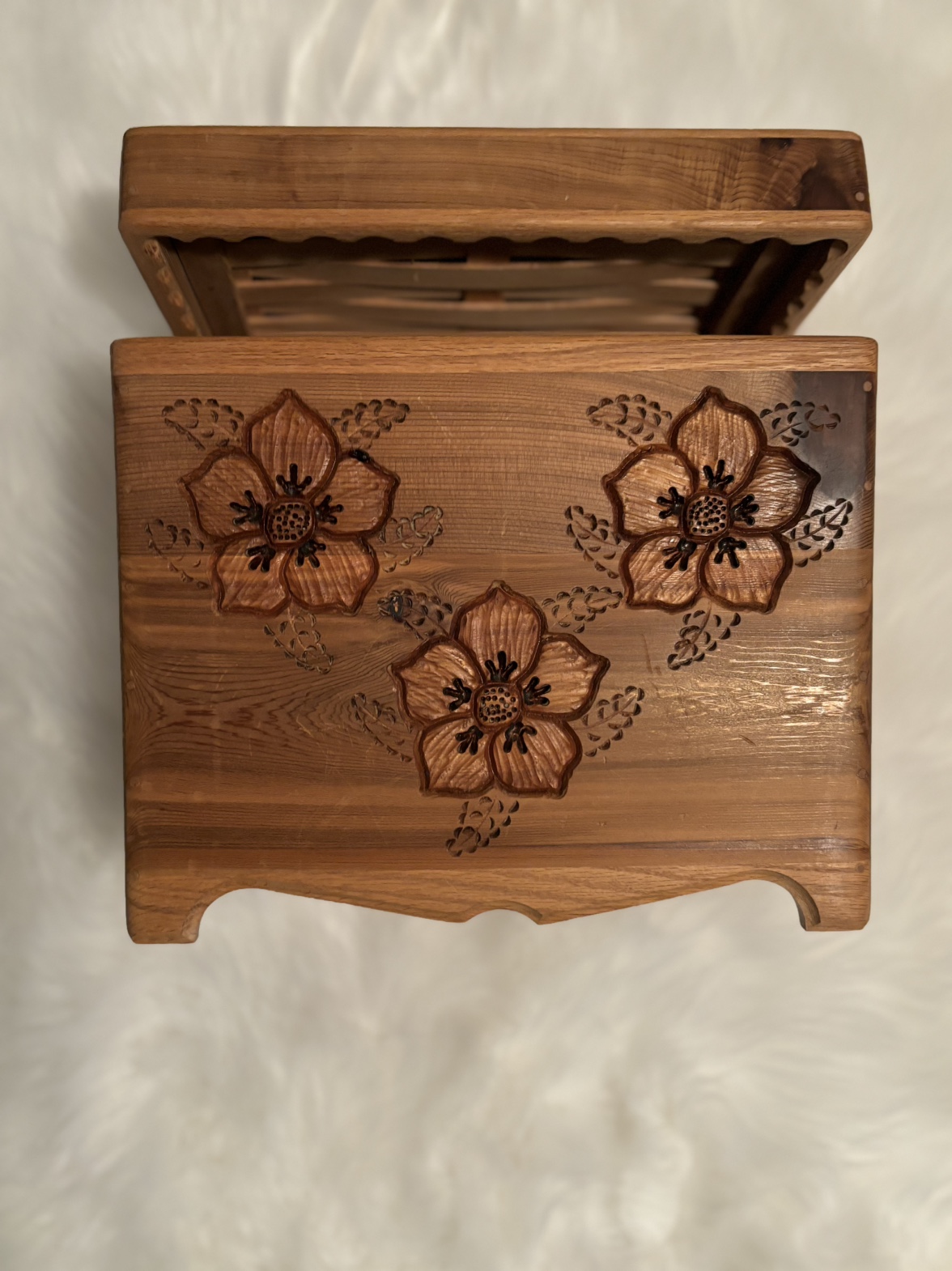 Hand Carved Wooden Box