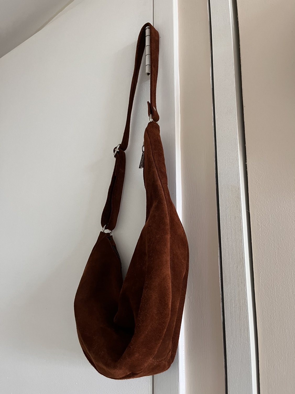 Brown suede sling bag purse