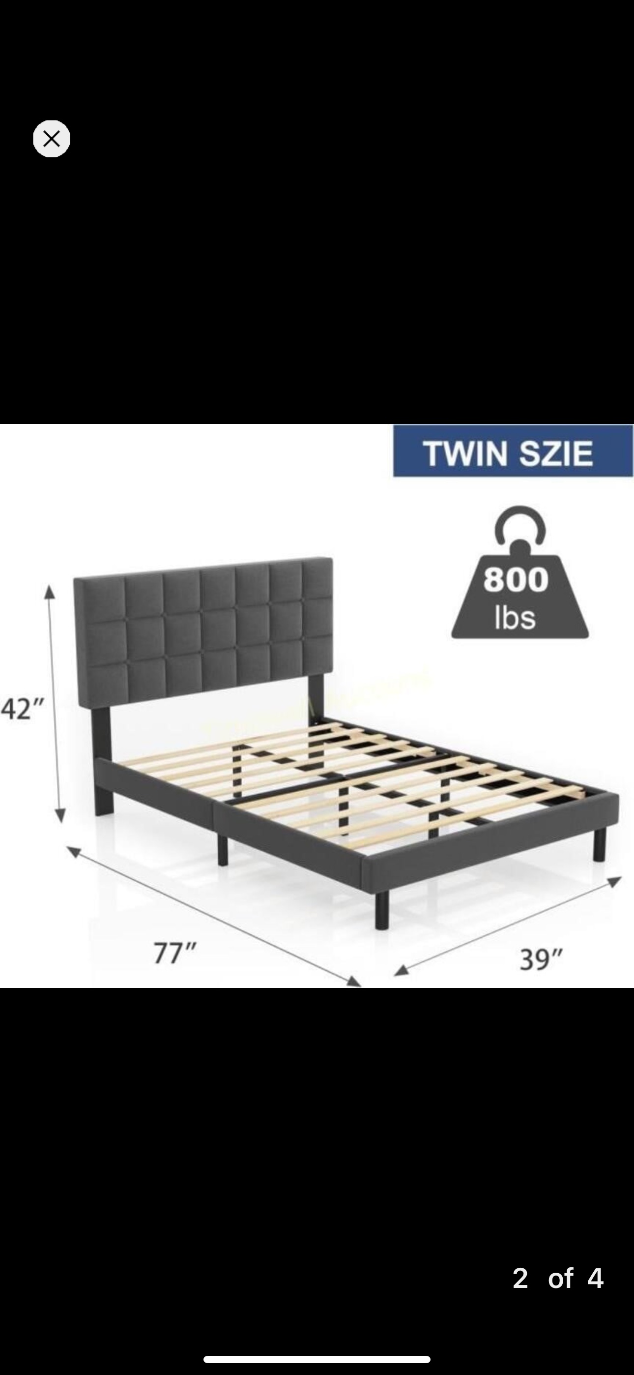 Twin Sized Upholstered Bed Frame