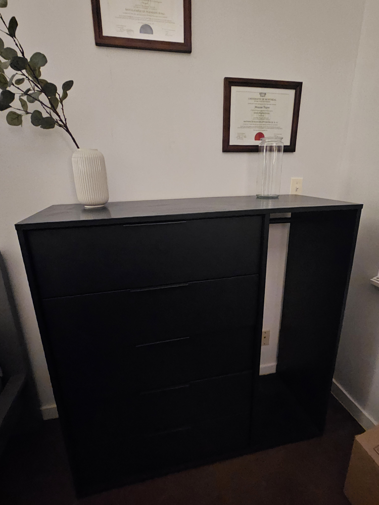 Blue Dresser with Hanging Spaceue
