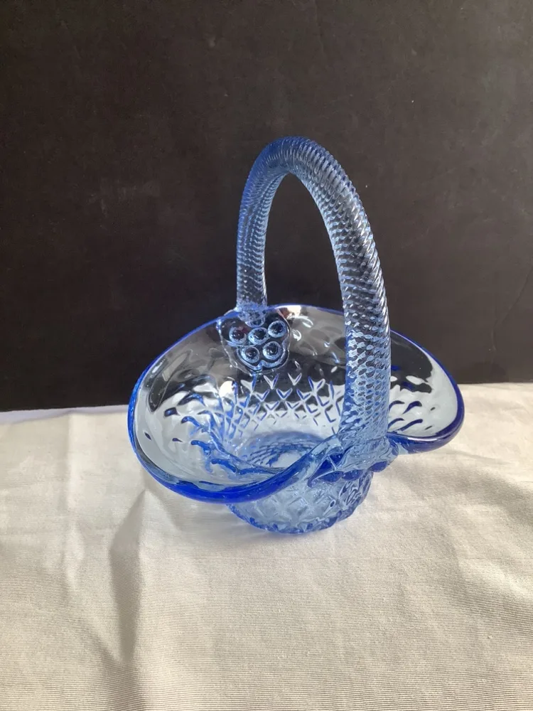 Pretty Vintage 6” Chalet Glass Basket. image indicator(5)