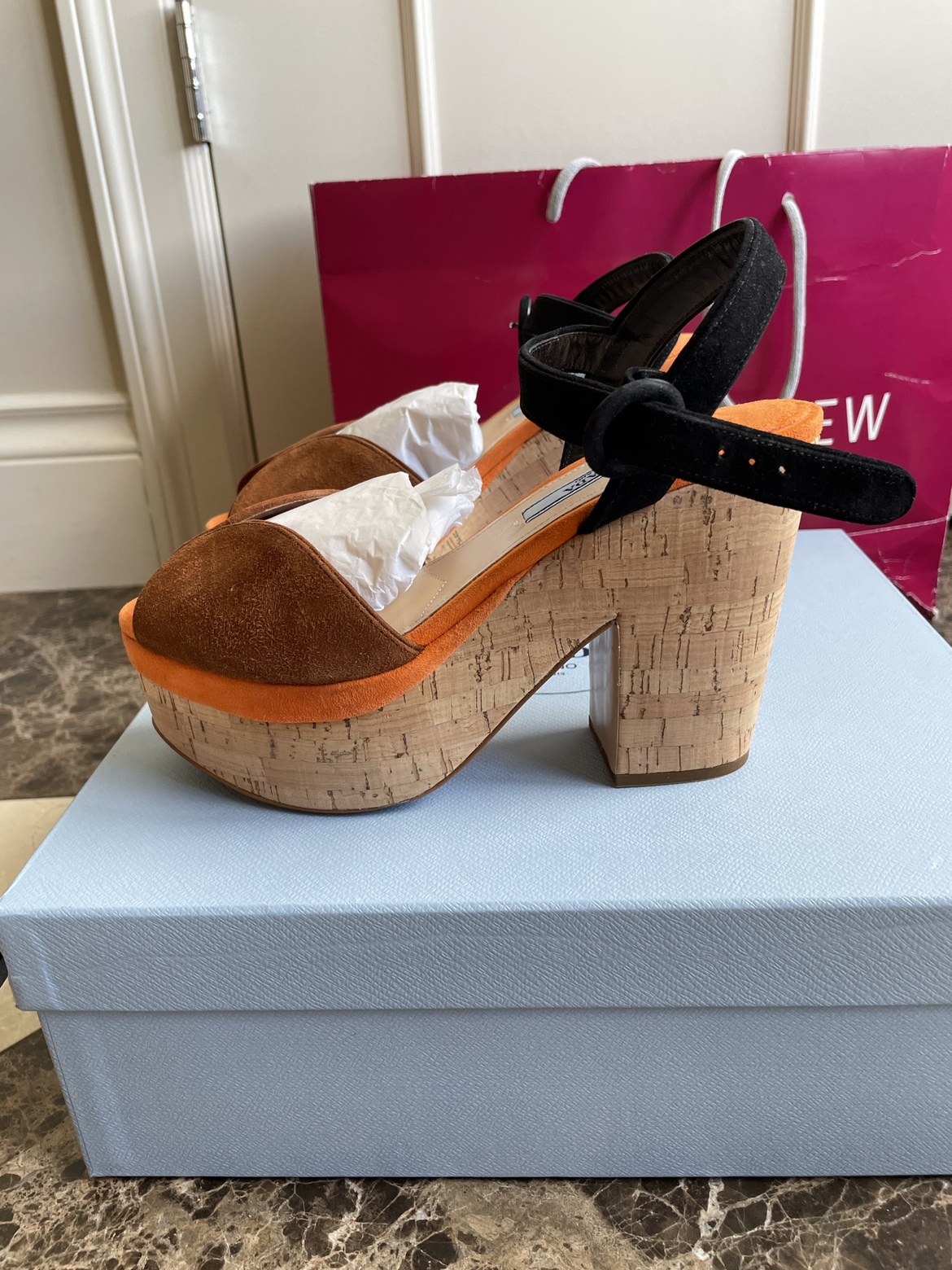 Brand New Prada Cork Wedge Sandals, size 36.5 - photo 4