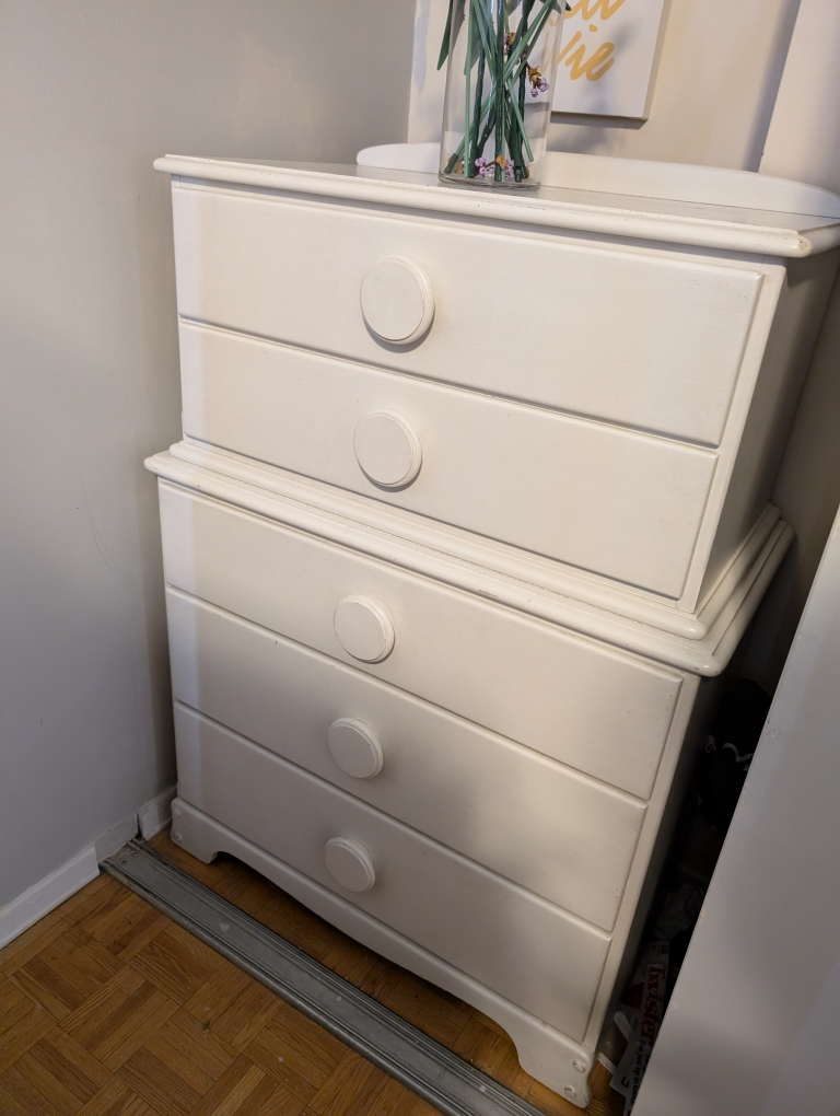 White Dresser - wood, 5 drawers - photo 2