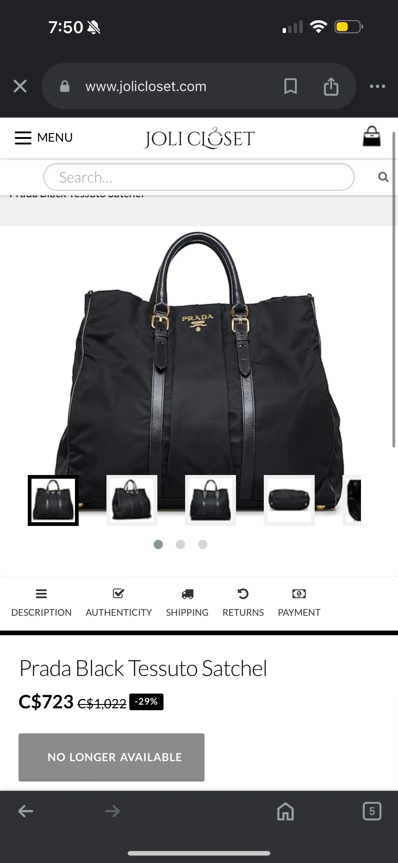 Authentic Prada Black Tessuto Satchel image indicator(2)