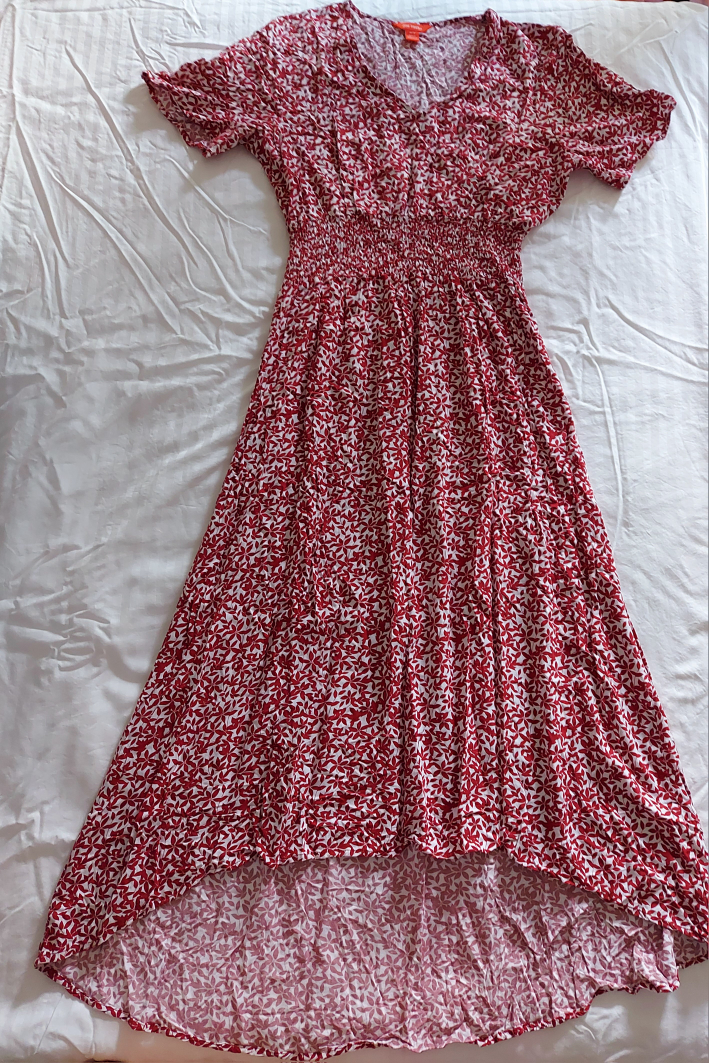 Red Floral Maxi Dress - S