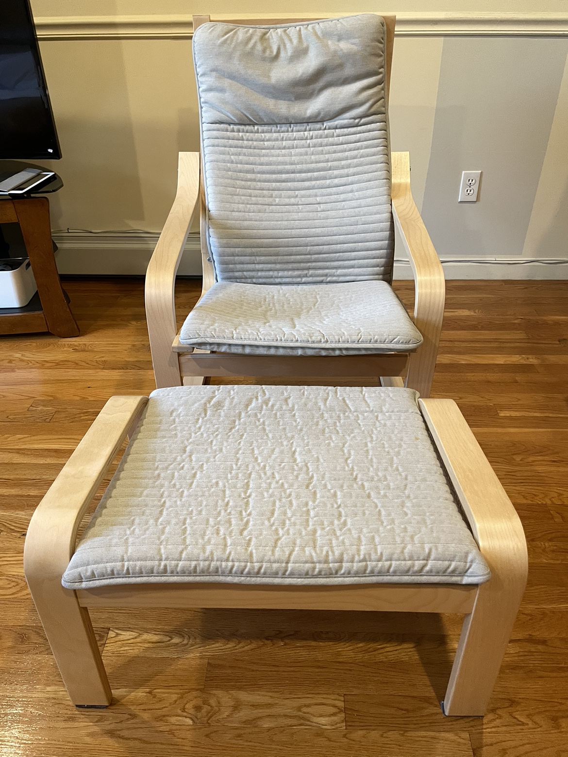 Ikea Chair and Ottoman (Poang)