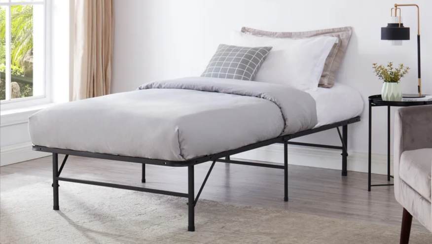Twin Metal Bed Frame with mattress