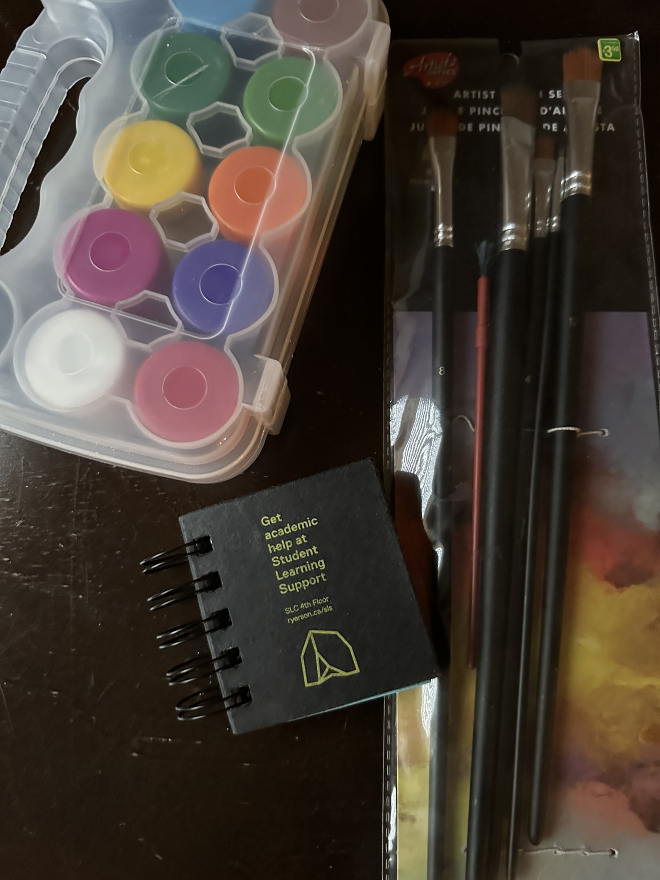 Watercolour Paint Set with Brushes and sticky notes #freecycle - photo 2