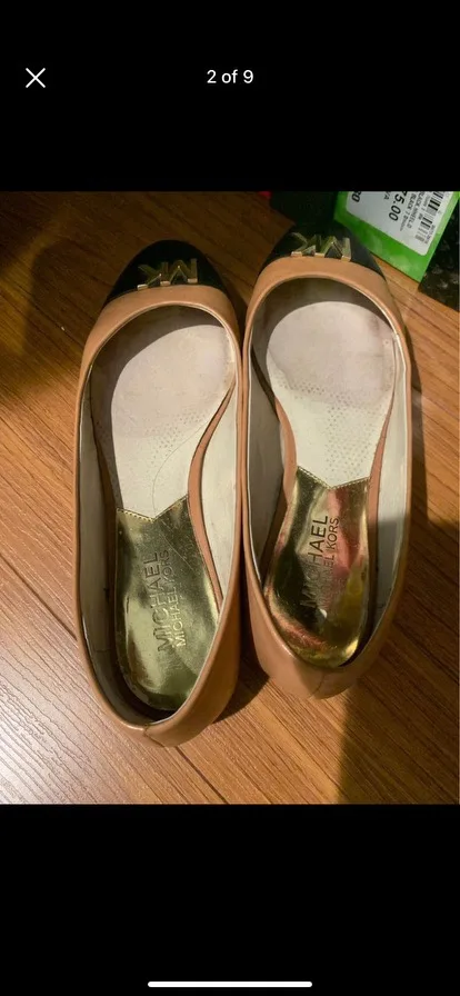 Michael Kors Tan and Black Flats image indicator(2)