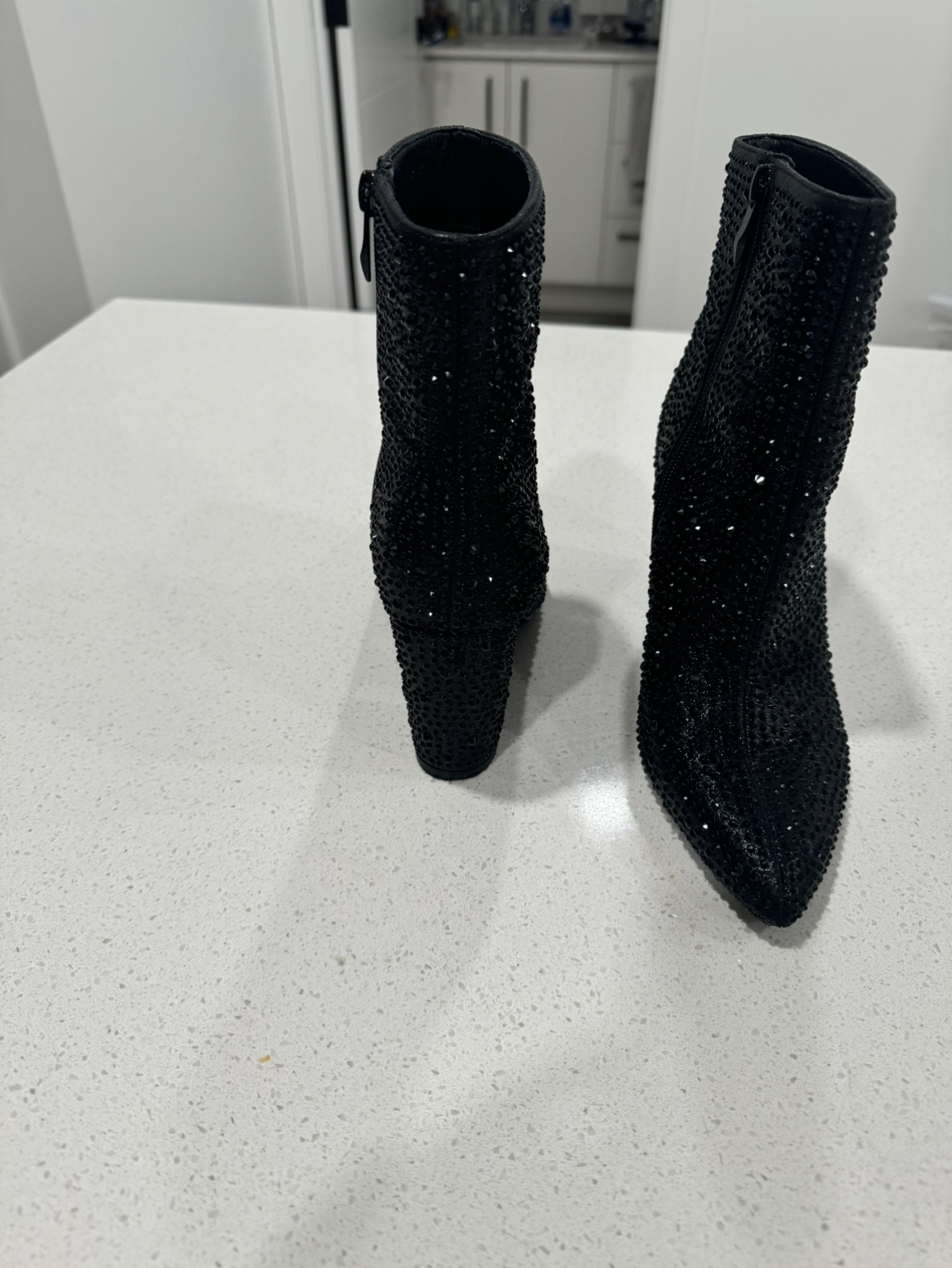 Black Rhinestone Ankle Boots size 6 - photo 3