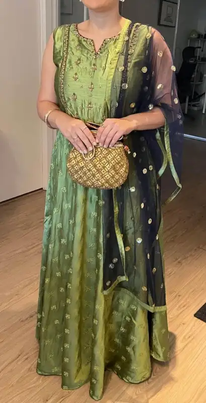 Green Embroidered Dress with Dupatta