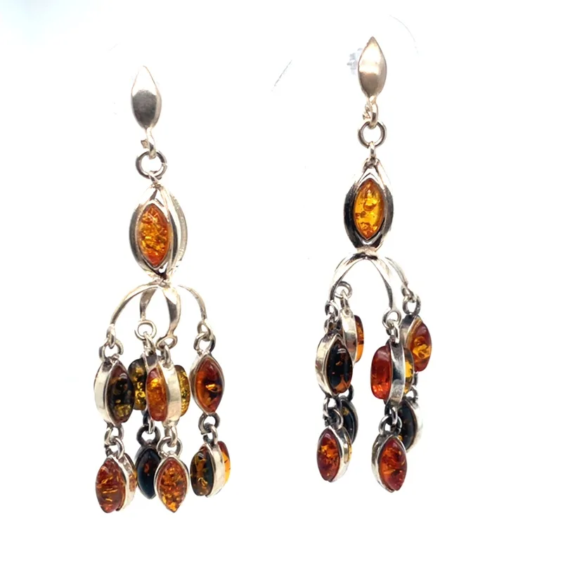 Amber chandelier Sterling Silver Earrings image indicator(3)