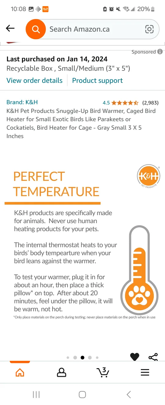 Snuggle-Up Bird Warmer, Bird Cage Heater (small exotic birds) 🥕 image indicator(7)