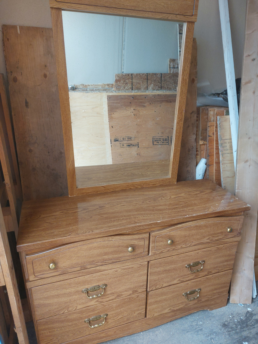Wooden Dresser with Mirror