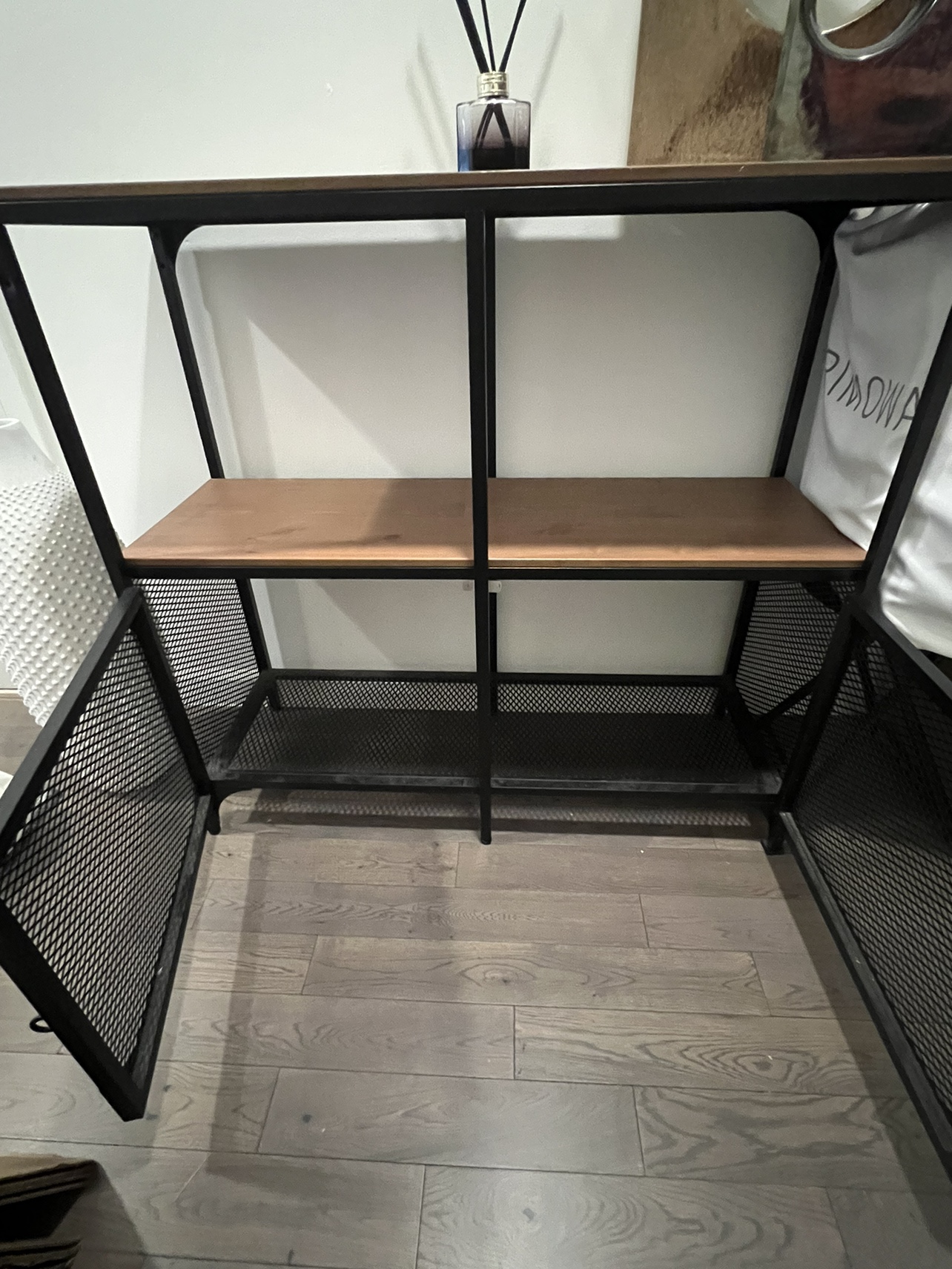 Metal Cabinet With Wood Shelves