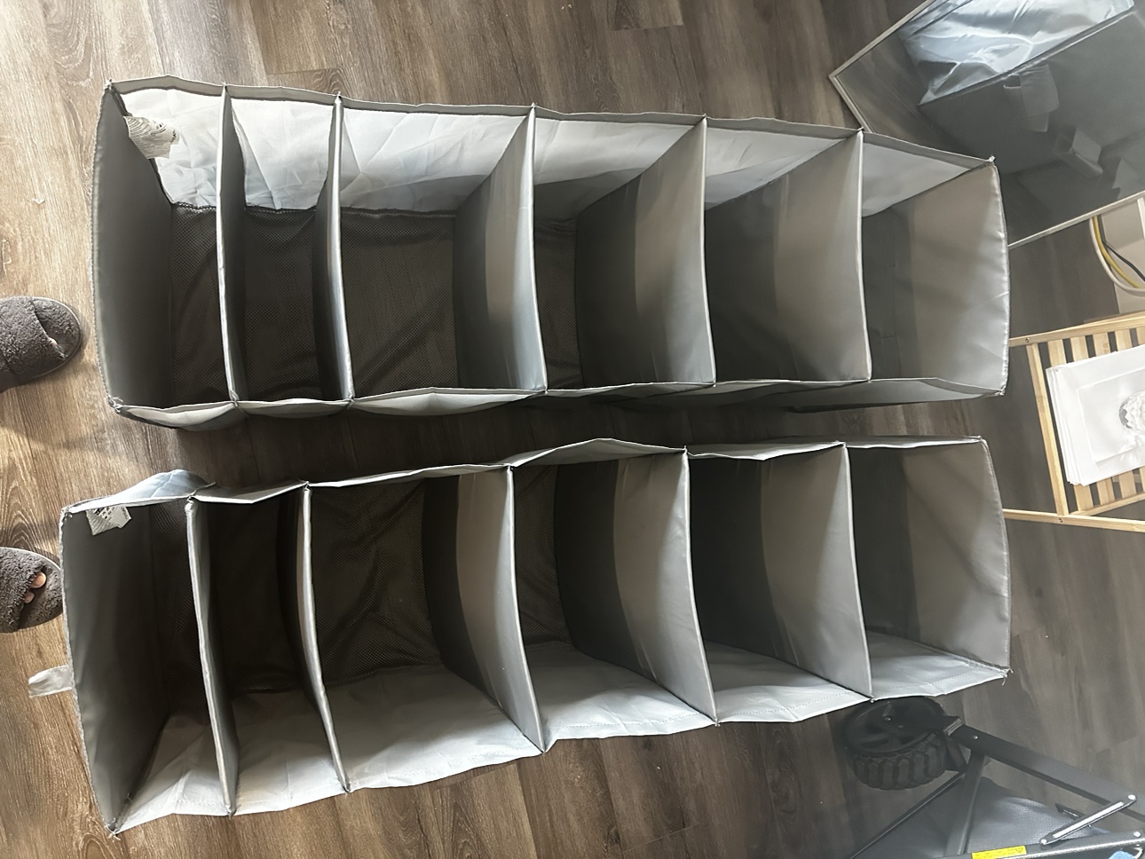 2pcs Grey Fabric Closet Organizers