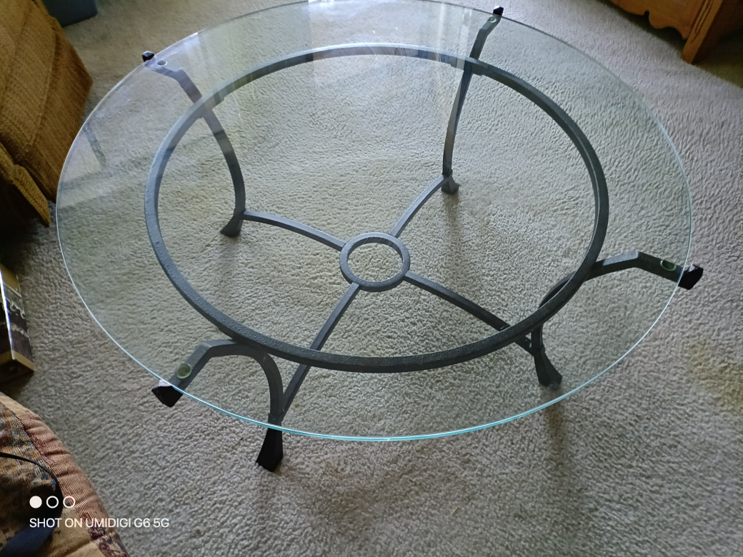 Wrought Iron and Glass Coffee Table