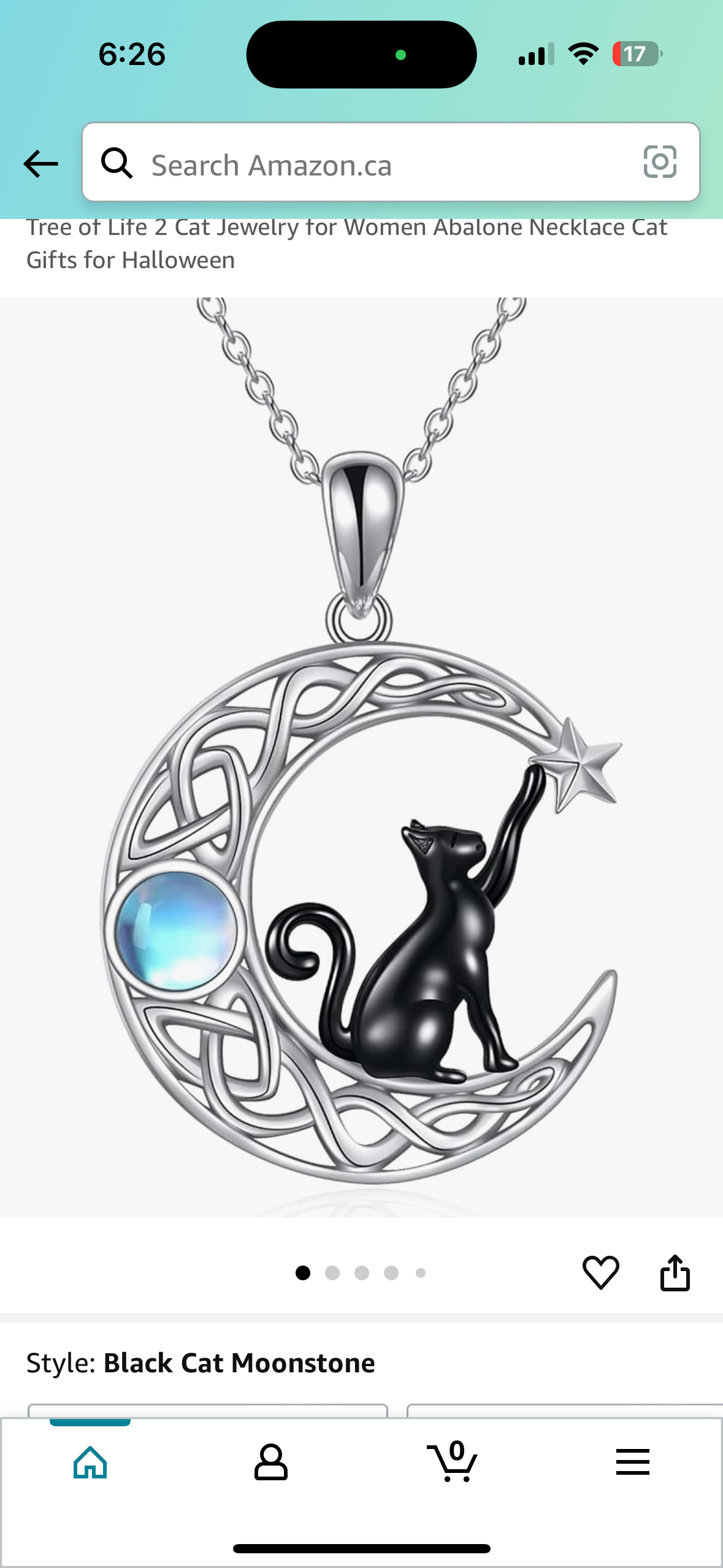 Sterling Silver cat moon necklace 925
