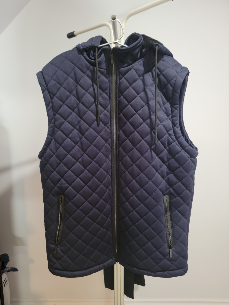 Men's Navy Blue Quilted Vest with Hood