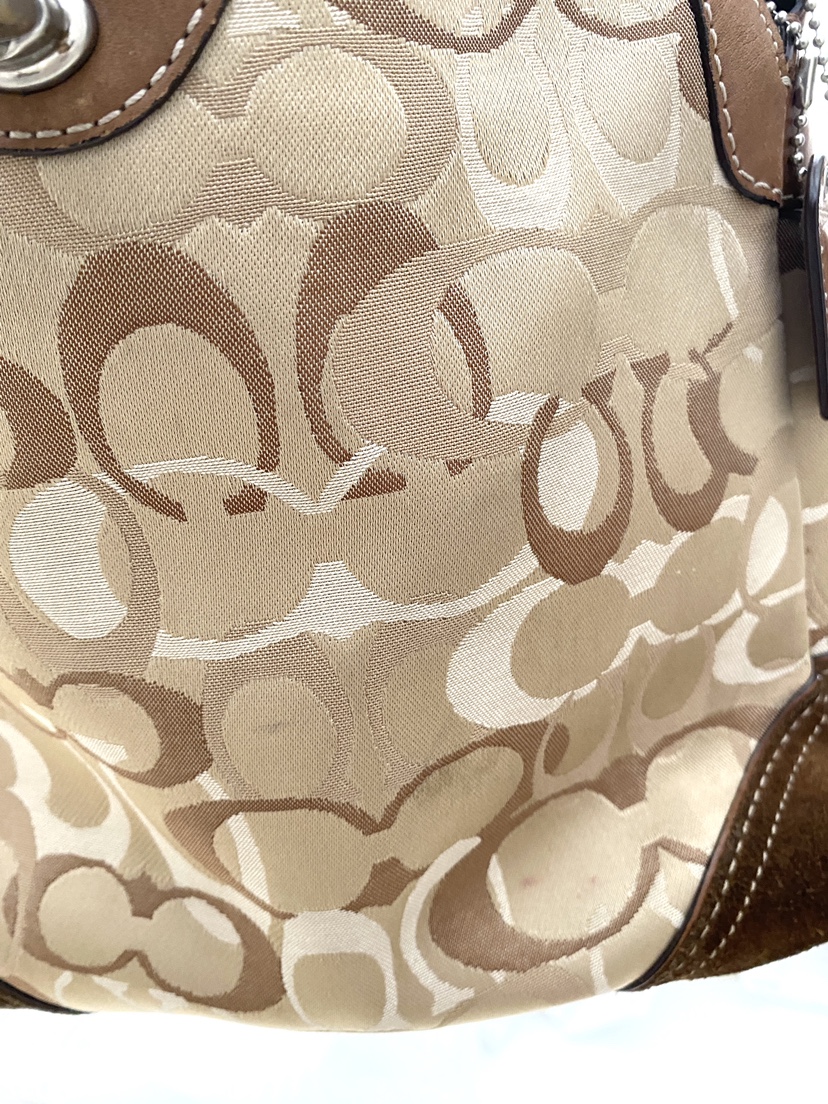 Coach Signature Beige Suede Shoulder Bag - photo 5