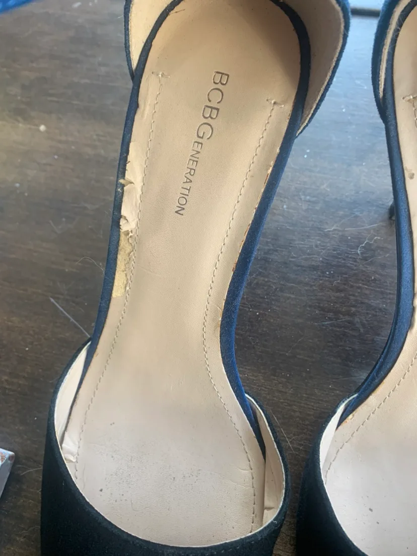 BCBG Generation Blue and Black ankle strap Heels image indicator(6)