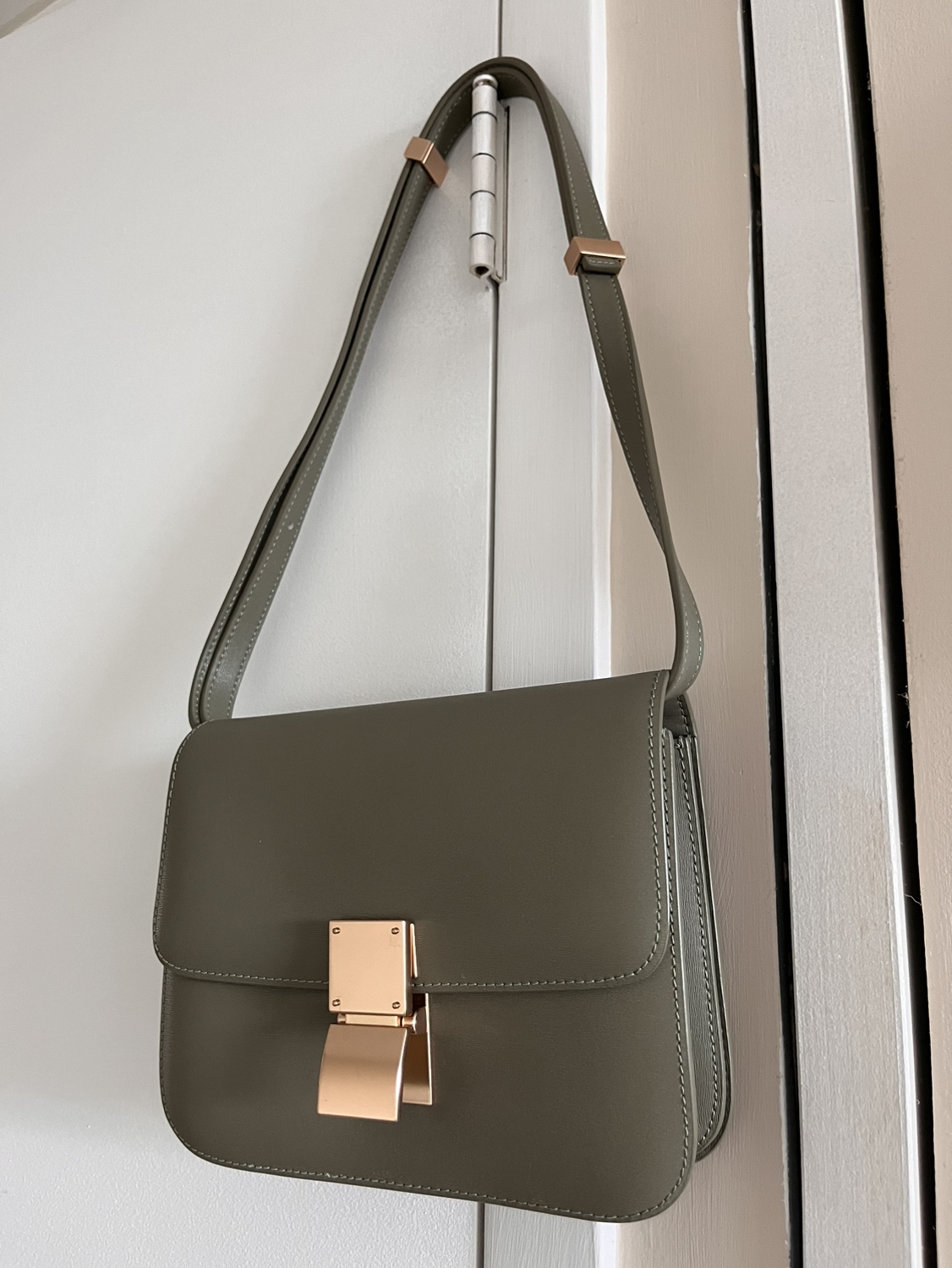Sage green box bag purse