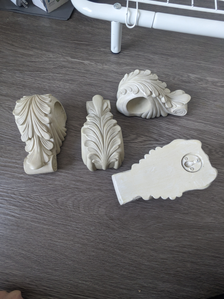Set of Four Ornate Curtain Rod Holders
