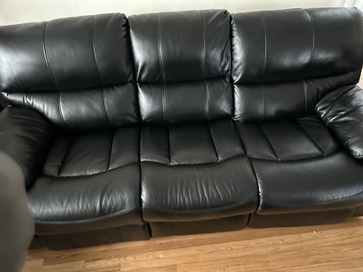 Black Leather Recliner and Sofa